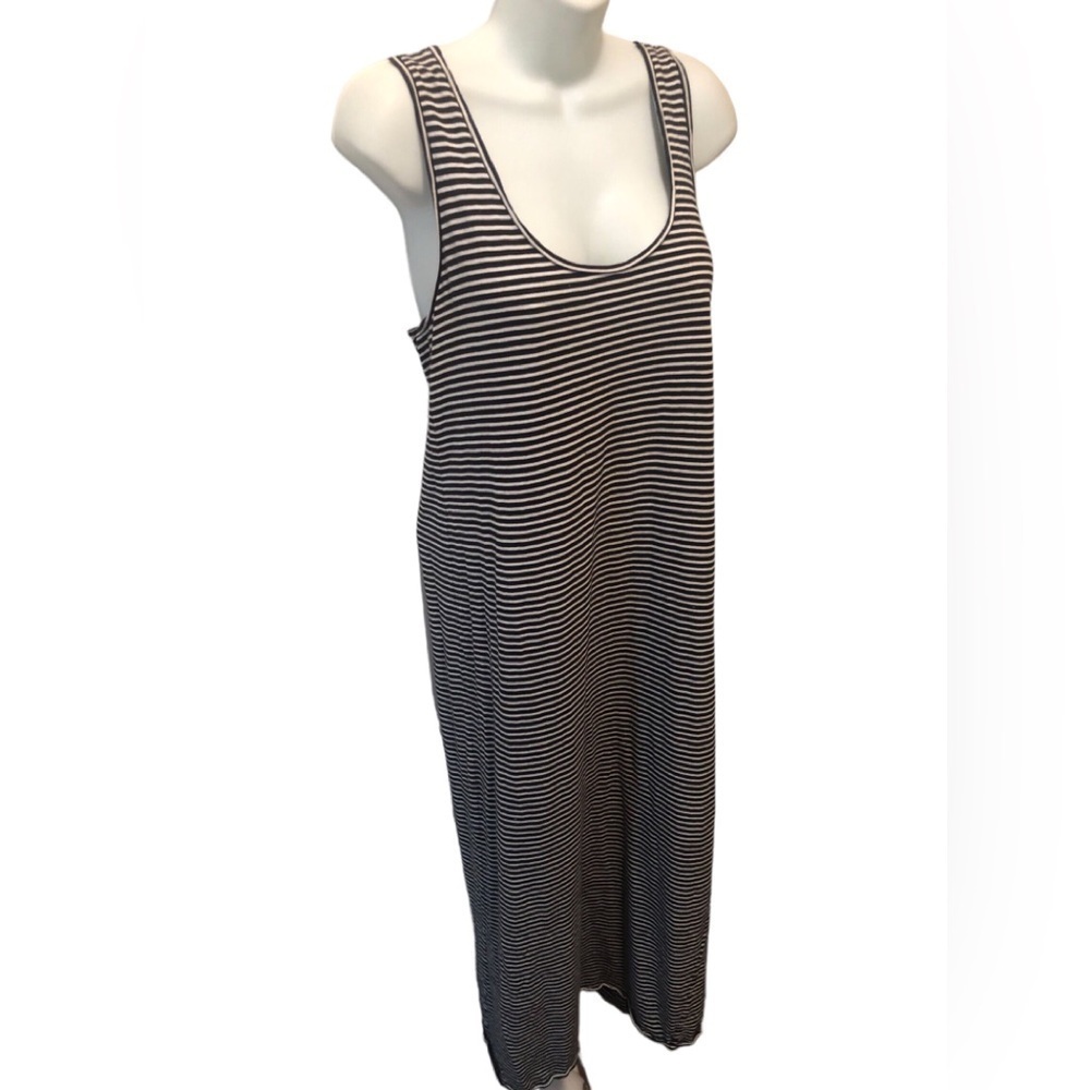 Everlane Striped Navy White Racerback Nidi Tank Dress Sz L 100% Cotton Nautical